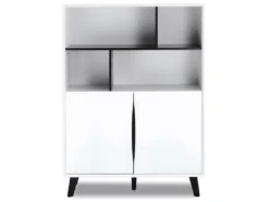 Buffet Haut Lyon Avec 2 Portes Et 2 Niches - MDF Et Bois - Blanc -Meilleur Meubles Magasin buffet 18873909
