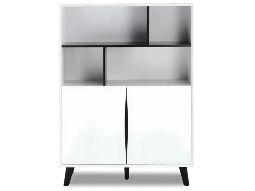 Buffet Haut Lyon Avec 2 Portes Et 2 Niches - MDF Et Bois - Blanc -Meilleur Meubles Magasin buffet 18873909
