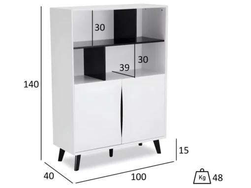 Buffet Haut Lyon Avec 2 Portes Et 2 Niches - MDF Et Bois - Blanc -Meilleur Meubles Magasin buffet 18873923