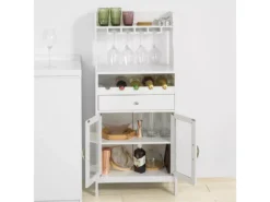Buffet Commode Armoire De Rangement Avec Porte-Bouteilles Casier à Bouteilles Range, FSB24-W -Meilleur Meubles Magasin buffet 19181031