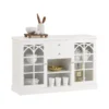 Buffet Commode Dressoir Armoire De Cuisine Avec 2 Portes Vitrées, 2 Tiroirs, 2 Compartiment, FSB79-W -Meilleur Meubles Magasin buffet 19185247