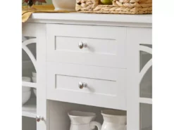 Buffet Commode Dressoir Armoire De Cuisine Avec 2 Portes Vitrées, 2 Tiroirs, 2 Compartiment, FSB79-W -Meilleur Meubles Magasin buffet 19185259