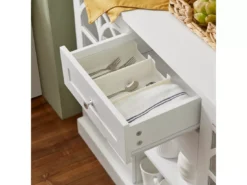Buffet Commode Dressoir Armoire De Cuisine Avec 2 Portes Vitrées, 2 Tiroirs, 2 Compartiment, FSB79-W -Meilleur Meubles Magasin buffet 19185261