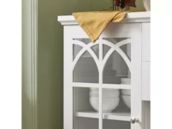 Buffet Commode Dressoir Armoire De Cuisine Avec 2 Portes Vitrées, 2 Tiroirs, 2 Compartiment, FSB79-W -Meilleur Meubles Magasin buffet 19185265