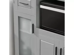 Meuble Micro-Ondes Buffet Commode Sur Roulettes Avec 3 Portes, 1 Tiroir, 1 Compartiment, FSB78-HG -Meilleur Meubles Magasin buffet 19185351