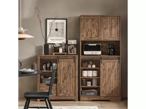 Buffet De Cuisine Meuble De Rangement Avec Porte De Grange Coulissante, FSB83-N -Meilleur Meubles Magasin buffet 19185359