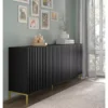 Commode WAVE 200 Cm 4D Fraisé Noir Matpieds En Métal Doré -Meilleur Meubles Magasin buffet 19533477