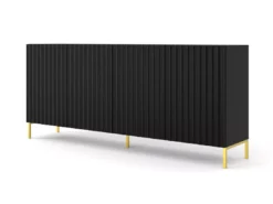 Commode WAVE 200 Cm 4D Fraisé Noir Matpieds En Métal Doré -Meilleur Meubles Magasin buffet 19533483