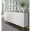 Commode WAVE 200 Cm 4D Fraisé Blanc Matpieds En Métal Doré -Meilleur Meubles Magasin buffet 19533485