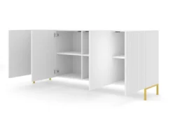 Commode WAVE 200 Cm 4D Fraisé Blanc Matpieds En Métal Doré -Meilleur Meubles Magasin buffet 19533491