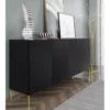 Commode SURF 200 Cm 4D Fraisé Noir Matpieds En Métal Doré -Meilleur Meubles Magasin buffet 21214365