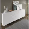 Commode SURF 200 Cm 4D Fraisé Blanc Matpieds En Métal Doré -Meilleur Meubles Magasin buffet 21214377