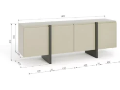 Commode QUEEN 180 Cm 4D Cachemire/graphite -Meilleur Meubles Magasin buffet 21772071