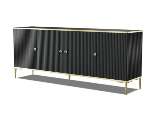 Commode PETRA 182 Cm 4D Noir Mat Avec Pieds Dorés -Meilleur Meubles Magasin buffet 21772093