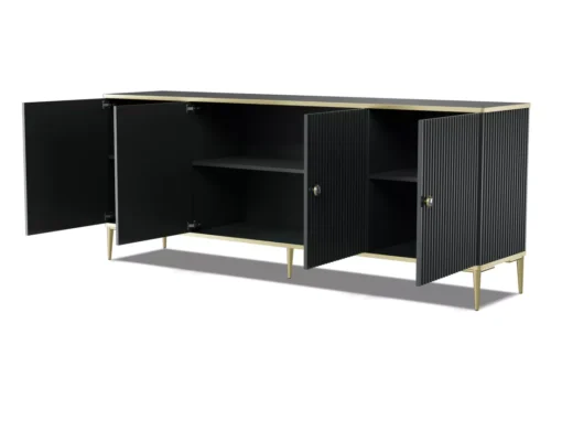 Commode PETRA 182 Cm 4D Noir Mat Avec Pieds Dorés -Meilleur Meubles Magasin buffet 21772095