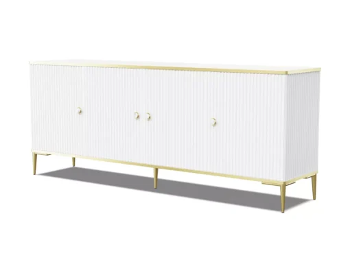 Commode PETRA 182 Cm 4D Blanc Mat Avec Pieds Dorés -Meilleur Meubles Magasin buffet 21772125