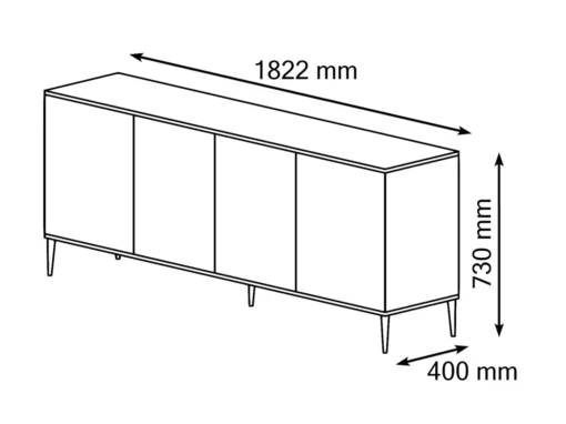 Commode PETRA 182 Cm 4D Blanc Mat Avec Pieds Dorés -Meilleur Meubles Magasin buffet 21772129