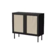 Commode YUCCA 100 Cm 2D Noir Mat / Rotin Calabria -Meilleur Meubles Magasin buffet 21866709