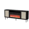 Commode YUCCA 200 Cm Noir Mat / Rotin Calabria + Cheminée électrique -Meilleur Meubles Magasin buffet 21866721