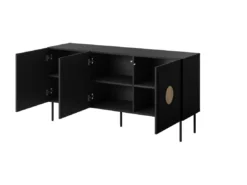 Commode PALACE 150 Cm 3D Noir Mat / Chêne Craft -Meilleur Meubles Magasin buffet 21866749