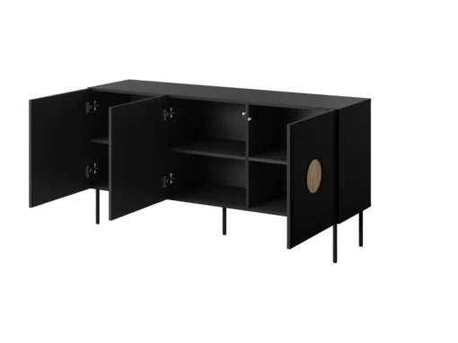 Commode PALACE 150 Cm 3D Noir Mat / Chêne Craft -Meilleur Meubles Magasin buffet 21866749