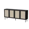 Commode YUCCA 200 Cm 4D Noir Mat / Rotin Calabria -Meilleur Meubles Magasin buffet 21866765