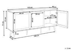 Buffet à 3 Portes Noir Et Rotin Naturel OPOCO -Meilleur Meubles Magasin buffet 22099177