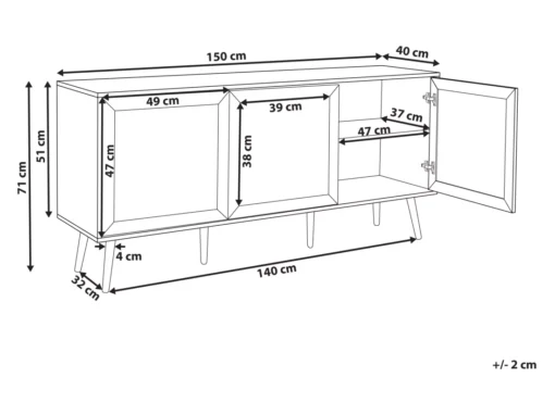 Buffet à 3 Portes Noir Et Rotin Naturel OPOCO -Meilleur Meubles Magasin buffet 22099177