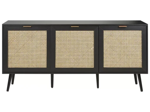 Buffet à 3 Portes Noir Et Rotin Naturel OPOCO -Meilleur Meubles Magasin buffet 22099179