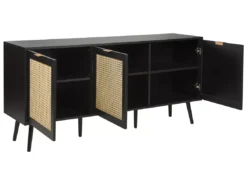 Buffet à 3 Portes Noir Et Rotin Naturel OPOCO -Meilleur Meubles Magasin buffet 22099181