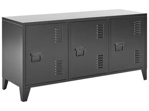 Commode à 3 Portes En Acier Noir CARDIFF -Meilleur Meubles Magasin buffet 22253031