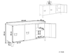 Commode à 3 Portes En Acier Noir CARDIFF -Meilleur Meubles Magasin buffet 22253035