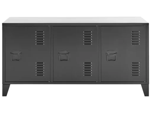 Commode à 3 Portes En Acier Noir CARDIFF -Meilleur Meubles Magasin buffet 22253039