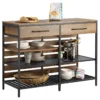 Îlot Central Table De Comptoir Avec 2 Tiroirs Et 3 Étagères, FSB85-PF -Meilleur Meubles Magasin buffet 22824947