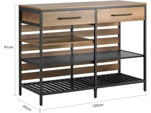 Îlot Central Table De Comptoir Avec 2 Tiroirs Et 3 Étagères, FSB85-PF -Meilleur Meubles Magasin buffet 22824951