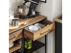 Îlot Central Table De Comptoir Avec 2 Tiroirs Et 3 Étagères, FSB85-PF -Meilleur Meubles Magasin buffet 22824953