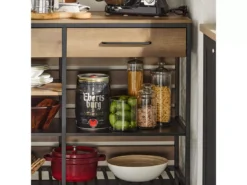 Îlot Central Table De Comptoir Avec 2 Tiroirs Et 3 Étagères, FSB85-PF -Meilleur Meubles Magasin buffet 22824957