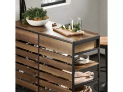 Îlot Central Table De Comptoir Avec 2 Tiroirs Et 3 Étagères, FSB85-PF -Meilleur Meubles Magasin buffet 22824959