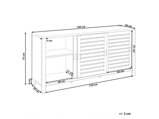 Commode à 3 Portes Effet Bois Clair RANDA -Meilleur Meubles Magasin buffet 23021503