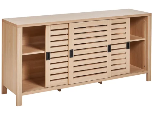 Commode à 3 Portes Effet Bois Clair RANDA -Meilleur Meubles Magasin buffet 23021509
