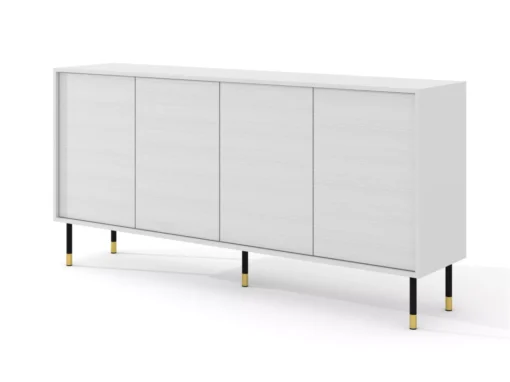 Commode SHERWOOD Buffet 4D 180 Cm Fraisée Sur Pieds Blanc Mat -Meilleur Meubles Magasin buffet 23499565