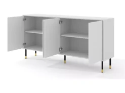 Commode SHERWOOD Buffet 4D 180 Cm Fraisée Sur Pieds Blanc Mat -Meilleur Meubles Magasin buffet 23499575