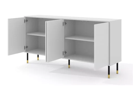 Commode SHERWOOD Buffet 4D 180 Cm Fraisée Sur Pieds Blanc Mat -Meilleur Meubles Magasin buffet 23499575