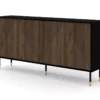 Commode WOODY IV Buffet 4D 180 Cm Fraisée Sur Pieds Noir Mat / Chêne Catania -Meilleur Meubles Magasin buffet 23499589