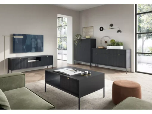 Commode NOVA SANDS K104 Buffet Avec 2 Portes Noir Mat -Meilleur Meubles Magasin buffet 23971011