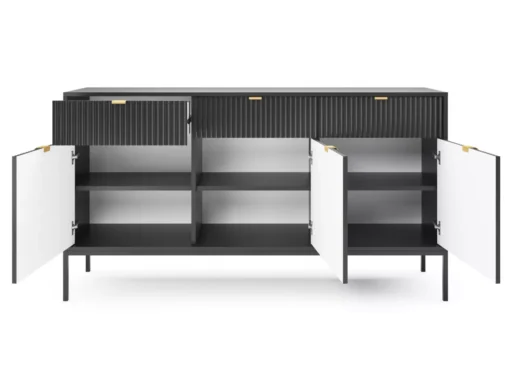 Commode NOVA SANDS KSZ154 Buffet Avec 3 Tiroirs Noir Mat -Meilleur Meubles Magasin buffet 23973559