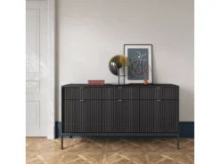 Commode NOVA SANDS KSZ154 Buffet Avec 3 Tiroirs Noir Mat -Meilleur Meubles Magasin buffet 23973563