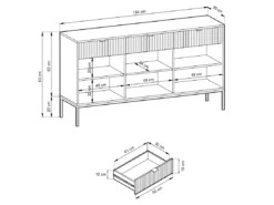 Commode NOVA SANDS KSZ154 Buffet Avec 3 Tiroirs Blanc Mat -Meilleur Meubles Magasin buffet 23973571