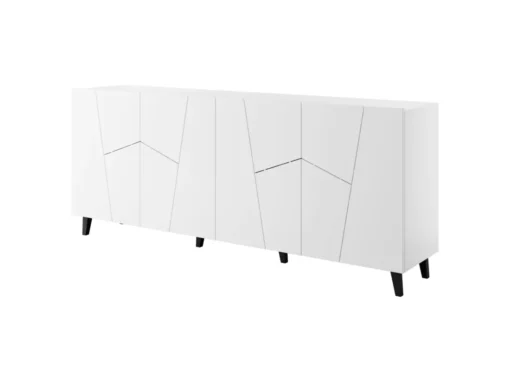 Commode VITRAIL 200 Cm - Buffet Avec 4 Portes - Blanc Mat -Meilleur Meubles Magasin buffet 23973675
