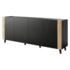 Commode PHARE 200 Cm - Buffet 4 Portes - Noir Mat / Chêne Craft -Meilleur Meubles Magasin buffet 23973713